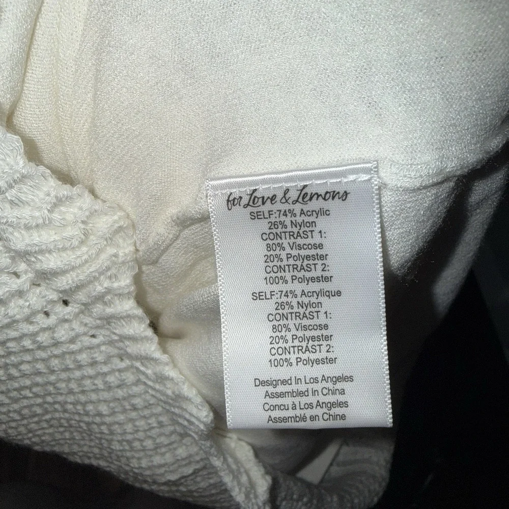 For Love & Lemons White‎ Large Becka Mini Knit Dress NEW $198 Boho